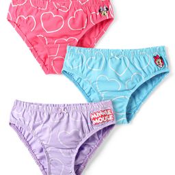 HoneyHap Disney Cotton Lycra Knit Panties with Minnie Mouse GraphicsPack Of 3 -Pink Lilac &Blue-image-41
