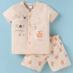 Tango Single Jersey Knit Half Sleeves Shorts Nightsuit with Fruit Print - Cream-image-73