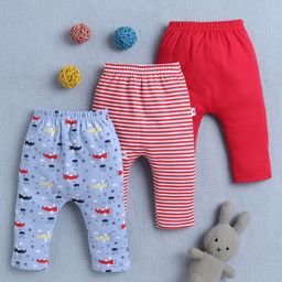 BUMZEE Cotton Full Length Stripes & Helicopter Print Diaper Pants Pack of 3 - Sky Blue & Red-image-8