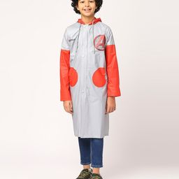 CITIZEN Marvel Avengers Featuring Full Doctor Sleeves Characters Back Printed Hooded Raincoat - Grey & Red-image-85