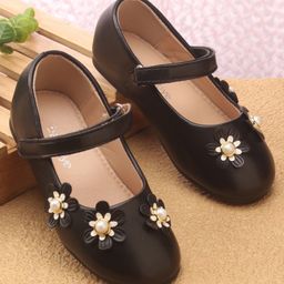 Babyoye Velcro Closure Floral Applique Ballerina - Black-image-89