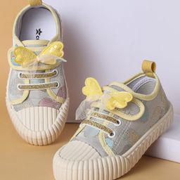 Cute Walk by Babyhug Casual Shoes with Velcro Closure Butterfly Applique- Yellow-picture-26