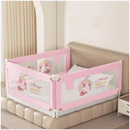 Kids Station All-Round Bed Safety Rail 3 Side, Pink (192 x 150 cm) Baby Bed Protector with Storage Pocket, Foldable & Adjustable, Expertly Developed for Queen Size Bed (6.3ft x 5ft)-picture-9