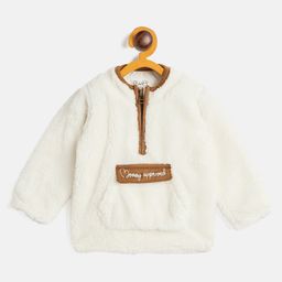JWAAQ Cotton Knit Full Sleeves Fur Detailed Sweater - White-picture-5