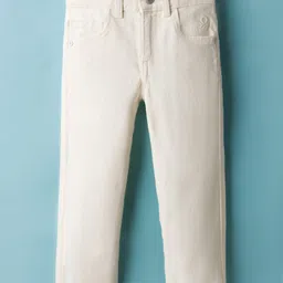 UCB Cotton Woven Full Length Solid Jean - Off White-picture-34