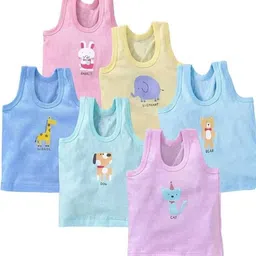 TINY HANDS Pack of 6 Kids Unisex Printed Innerwear Vest-image-91
