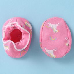 Ben Benny Interlock Knit Cap Mittens & Booties Set with Unicorn Print Pink - Diameter 10.5 cm image 3