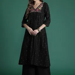 Indo Era Embroidered Pure Cotton Tunic With Trouser Co-Ords-image-32