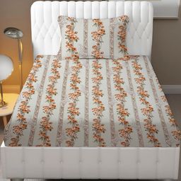 IVAZA Floral Printed Queen Bedsheet with 1 Pillow Cover-image-42