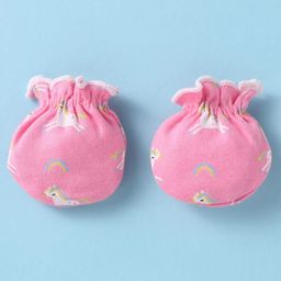 Ben Benny Interlock Knit Cap Mittens & Booties Set with Unicorn Print Pink - Diameter 10.5 cm image 4
