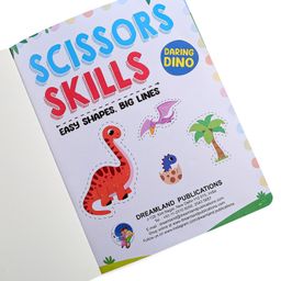 fab n funky Daring Dino Scissors Skills Activity Book with Child Safe Scissors & Interactive Fun Puzzles - English image 5