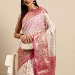 Silk Land Ethnic Motifs Zari Kasauv Saree-33
