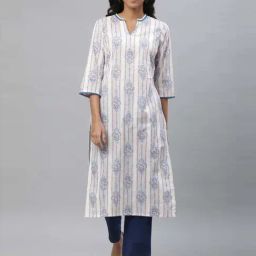 Aurelia White Cotton Printed Straight Kurta-image-70