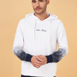 Urban Ranger by Pantaloons White Cotton Regular Fit Printed Hooded Sweatshirt-picture-18