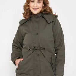 Cantabil Olive Hooded Jacket-image-0