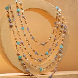 Priyaasi Multicolored beaded Link Layered Matinee Necklace-image-94