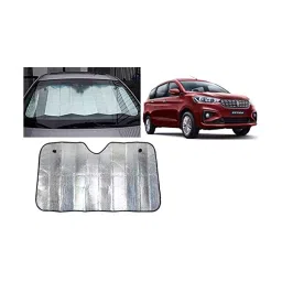 Auto Pearl Collapsible Mesh Foldable Auto Front/Rear Window Silver Sun Shade Car Windshield (130 * 60cm) Compatible with Ertiga 2019-1