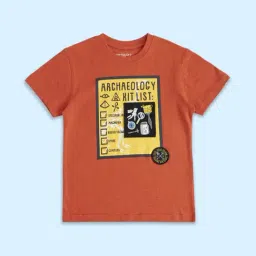 Pantaloons Junior Rust Cotton Printed T-Shirt-image-43