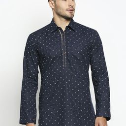 Arch element Men Floral Printed Festive Cotton Straight Kurta-picture-14