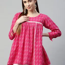 RAJGRANTH Pink Printed Tunic-image-5