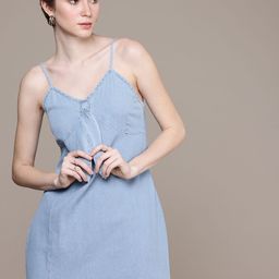 The Roadster Life Co. A-Line Pure Cotton Denim Midi Dress-image-26