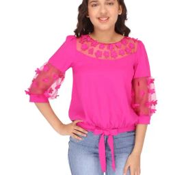 Cutecumber Kids Fuchsia Applique Top-30