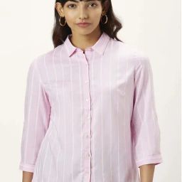 Honey by Pantaloons Pink Striped Shirt-image-49