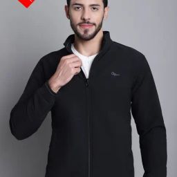 Cantabil Black & Grey Regular Fit Reversible Jacket-image-74