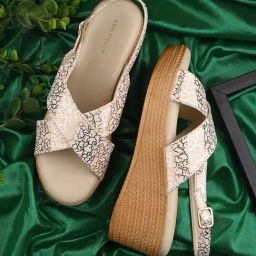 Clog London Women's Cream Back Strap Wedges-image-83