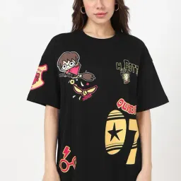 Bewakoof Jet Black Harry Potter Graphic Printed Oversized T-shirt-picture-26