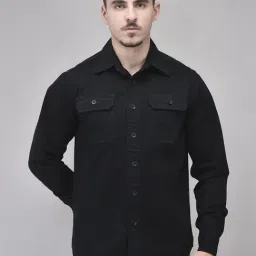 Woodland Navy Cotton Regular Fit Shirt-picture-25