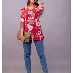 Mialo fashion Women Floral Printed V-Neck Pure Cotton Kurti-picture-15