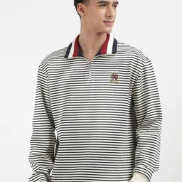 Tommy Hilfiger Men Striped Shirt Collar Half Zip Sweatshirt-image-23