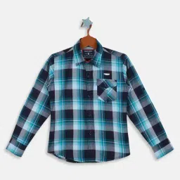 Monte Carlo Kids Blue Checks Full Sleeves Shirt-image-90