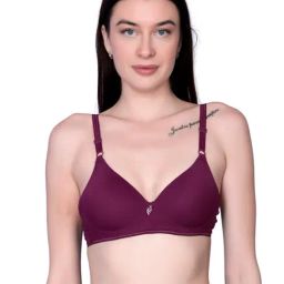 Spiaty Maroon Blended Solid T-Shirt Bra-image-21