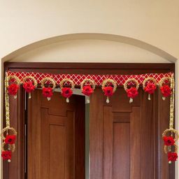 Myntra Elegant Homes Red & Gold Rose Flowers Hanging Festive Decor-picture-18