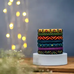Taasha Craft Set Of 7 Threaded Bangles-53