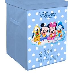 Kuber Industries Set of 2 Blue & White Mickey Printed Foldable Organiser With Lid & Handles image 4