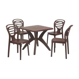 Supreme Oak Brown Dining Set with 1 Table and 4 Chairs-26