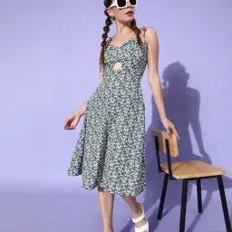 DODO & MOA Multicolor Floral Print A Line Dress-image-42