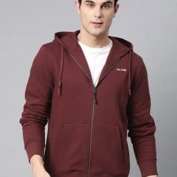 ALCIS Seal Brown Regular Fit Printed Sports Hooded Jacket-image-42