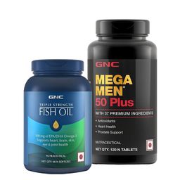 GNC Set Of Triple Strength 900mg Omega-3 Fish Oil Softgels & Mega Men 50Plus Multivitamins-31