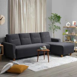 Sleepyhead Yolo Sesame Grey Fabric 3 Seater RHS L Shape Sofa Set-image-94