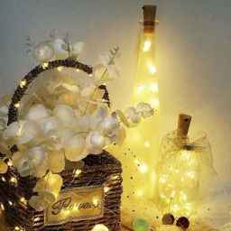 Homesake Yellow Copper Wine Bottle String Lights With Cork - Set of 8-48