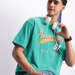 Aeropostale Brand Logo Printed Drop-Shoulder Sleeves Oversized Pure Cotton T-shirt-image-49