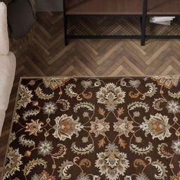 saraswatii global Castel Brown & Beige Floral Printed Tufted Woollen Carpet-22