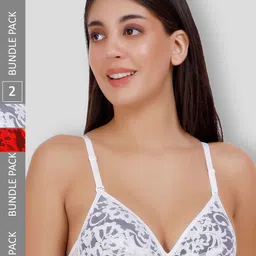 SELFCARE Pack Of 2 Net Embroided Half Coverage Plunge Bra With Adjustable Straps-21