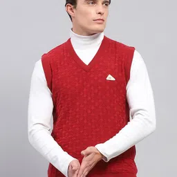 Monte Carlo Men V-Neck Sleeveless Woollen Sweater Vest-image-63