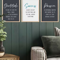 Kotart Brown & White 3 Pieces Motivational Quote Printed Wooden Wall Arts-picture-40