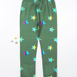 Kookie Kids Full Length Star Print Leggings - Green-image-107
